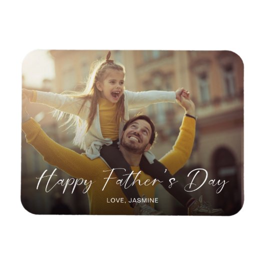 Happy Father's Day Script Foto Modern Simple Magnet (Horizontal)