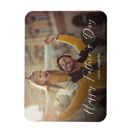 Happy Father's Day Script Foto Modern Simple Magnet (Vertikal)