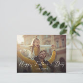 Happy Father's Day Script Foto Modern Simple Postkarte (Stehend Vorderseite)