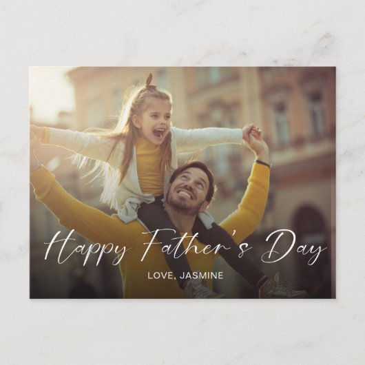 Happy Father's Day Script Foto Modern Simple Postkarte (Vorderseite)