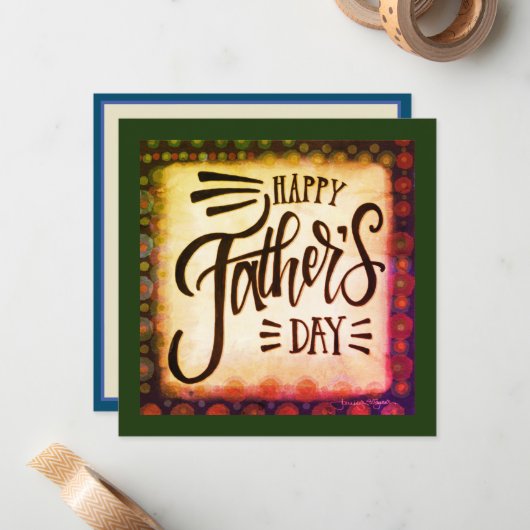 Happy Father's Day Square Inspirivity modern Mitteilungskarte (Vorderseite/Rückseite Beispiel)