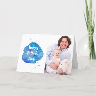 Happy Father's Day|Watercolor Splash Custom Foto Karte