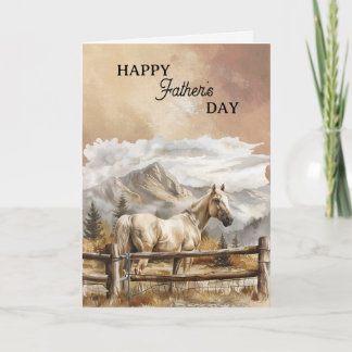 Happy Father's Day White Horse Mountains Clouds Karte