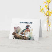 Happy Father's Wood Duck On A Log Karte (Gelbe Blume)