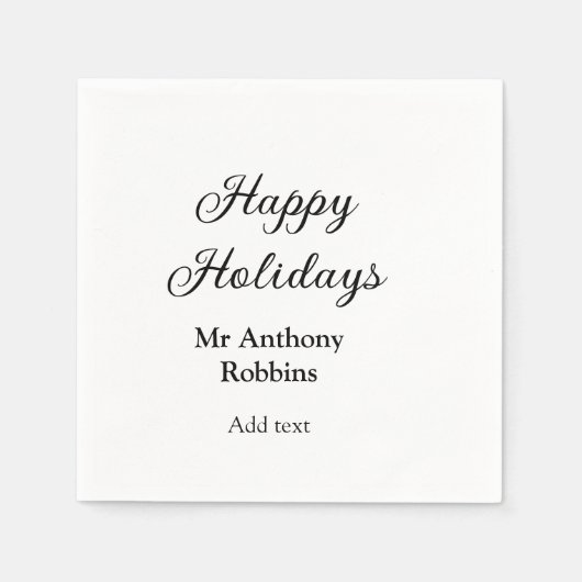 Happy Feiertage hinzufügen Name Datum Jahr einfach Serviette (Vorderseite)