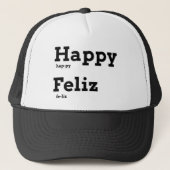 Happy Feliz Educational Fashion Language Flashcard Truckerkappe (Vorderseite)