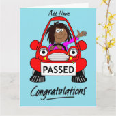 Happy Female einfach den Fahrtest bestanden Karte (Gelbe Blume)