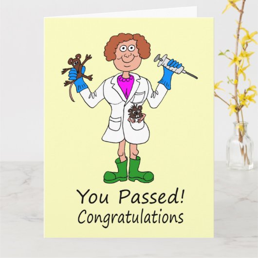 Happy Female gerade bestanden Medical Exam Card Karte (Gelbe Blume)