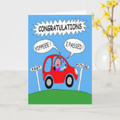 Happy Female Passed Driving Test Karte (Gelbe Blume)