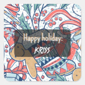 Happy Ferien-Aufkleber Quadratischer Aufkleber (Vorderseite)