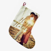 Happy Ferien braun hinzufügen Pärchen Foto Datum m Großer Weihnachtsstrumpf (Vorderansicht (hängend))