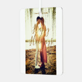 Happy Ferien braun hinzufügen Pärchen Foto Datum m Ornament Aus Metall (Vorderseite links)