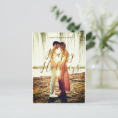 Happy Ferien braun hinzufügen Pärchen Foto Datum m Postkarte (Stehend Vorderseite)