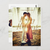 Happy Ferien braun hinzufügen Pärchen Foto Datum m Postkarte (Vorne/Hinten)
