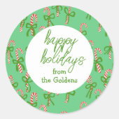 HAPPY FERIEN Custom Candy Canes Xmas Niedlich Runder Aufkleber (Vorderseite)