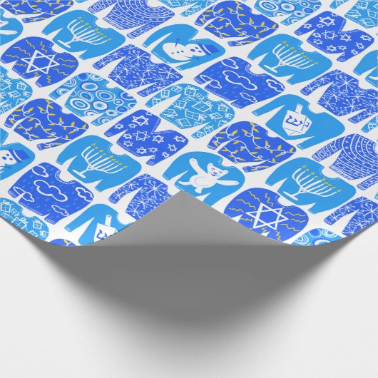 HAPPY FERIEN Funny Ugly Hannukah Sweaters Geschenkpapier (Ecke)