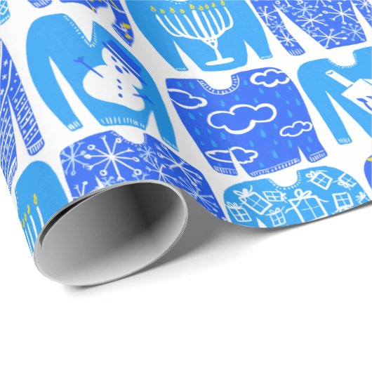 HAPPY FERIEN Funny Ugly Hannukah Sweaters Geschenkpapier (Rolleneckpunkt)