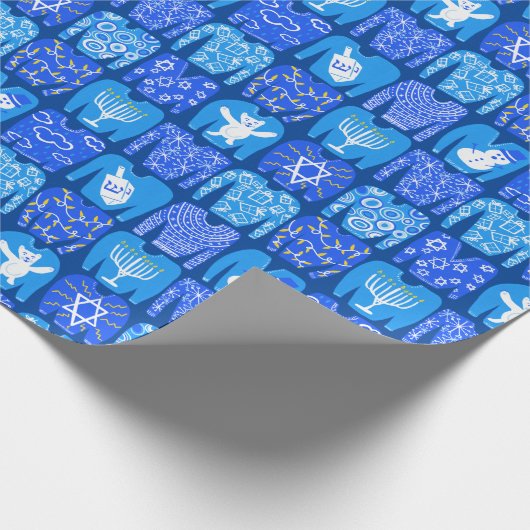 HAPPY FERIEN Funny Ugly Hannukah Sweaters Geschenkpapier (Ecke)