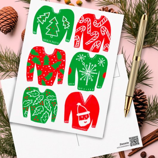 HAPPY FERIEN Funny Ugly Xmas Sweaters Postkarte