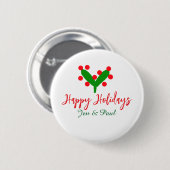 Happy Ferien grünes rotes Paar Name grünes Blatt Button (Vorne & Hinten)