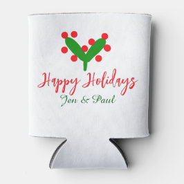 Happy Ferien grünes rotes Paar Name grünes Blatt Dosenkühler