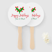 Happy Ferien grünes rotes Paar Name grünes Blatt Fächer (Vorne und Hinten)