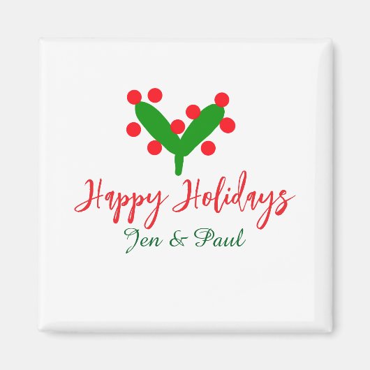 Happy Ferien grünes rotes Paar Name grünes Blatt Magnet (Vorne)