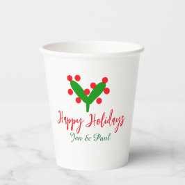 Happy Ferien grünes rotes Paar Name grünes Blatt Pappbecher