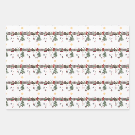 Happy Ferien Schnee Spaß Packung Papierblätter Geschenkpapier Set (Vorderseite 3)