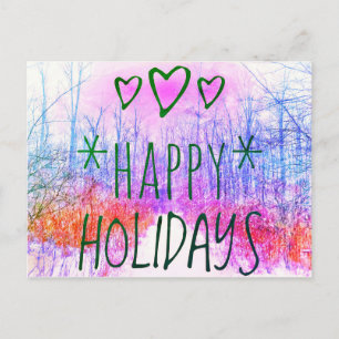 HAPPY FERIEN WINTER PATH POSTCARD POSTKARTE