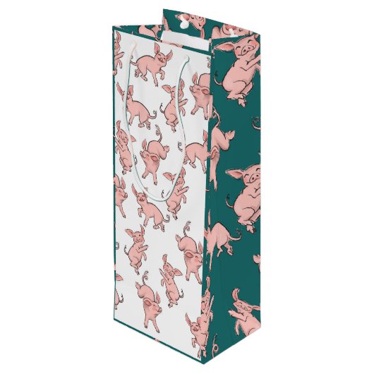 Happy Ferkel Weinbeutel Geschenktüte Für Weinflaschen (Rückseite Schrägansicht)