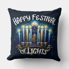 Happy Festival of Lights Hanukkah Menorah Kissen