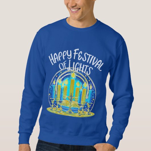 Happy Festival of Lights Hanukkah Menorah Sweatshirt (Vorderseite)