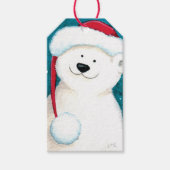 Happy Festive Polar Bär mit Weihnachtsmannmütze Gi Geschenkanhänger (Vorderseite)