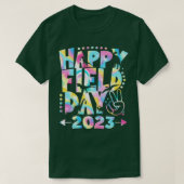 Happy Field Days Gefärbte Krawatte Niedlich Dinosa T-Shirt (Design vorne)