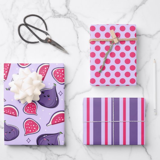 Happy Figs Wrapping Paper Set 3 Geschenkpapier Set (Vorderseite)