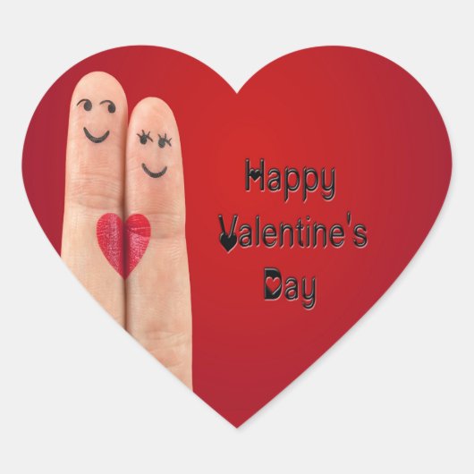 Happy Fingers Valentinstag Herz-Aufkleber (Vorderseite)