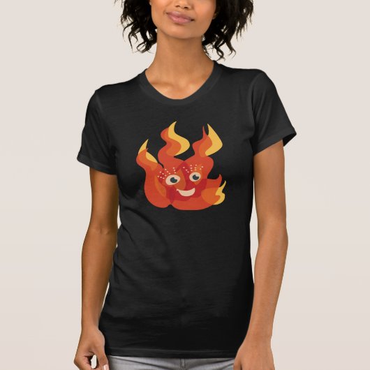 Happy Fire Flame Charakter Frauen T-Shirt (Vorderseite)