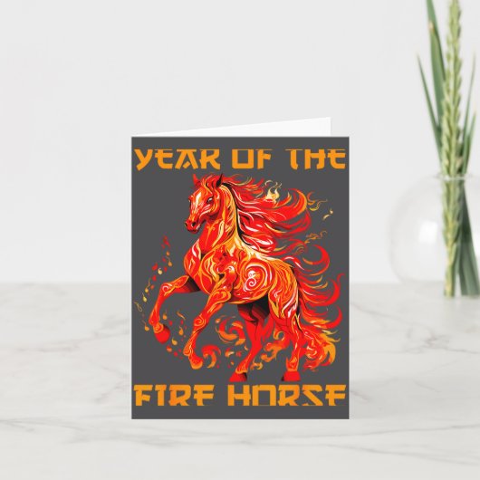 happy fire yea lunar year new horse chinese Fun Karte (Vorderseite)