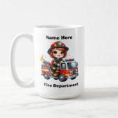 Happy Firefighter fährt roten LKW Kaffeetasse (Links)