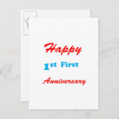 Happy FIRST ANNIVERSARY 1. Celebrations Segen Einladungspostkarte (Vorne/Hinten)