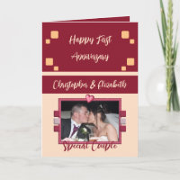 Happy First Anniversary hinzufügen Foto burgundy K