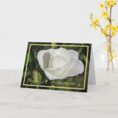 Happy First Anniversary White Rose Elegant Cursive Karte (Gelbe Blume)