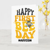 Happy First Bee Day 1st Birthday Honey Bee Karte (Gelbe Blume)
