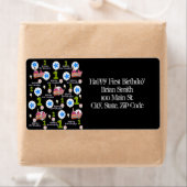 Happy First Birthday Address Labels, Black (Insitu)