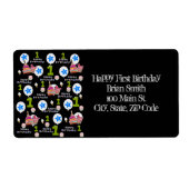 Happy First Birthday Address Labels, Black (Vorne)