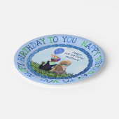 Happy First Birthday Boy and Dog Pappteller (Schrägansicht)