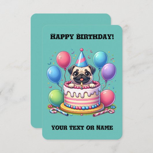 Happy First Birthday Cake und Mops (Vorne/Hinten)