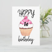 Happy First Birthday Card Einladung (Stehend Vorderseite)