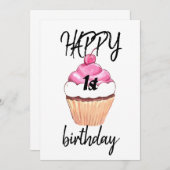 Happy First Birthday Card Einladung (Vorne/Hinten)